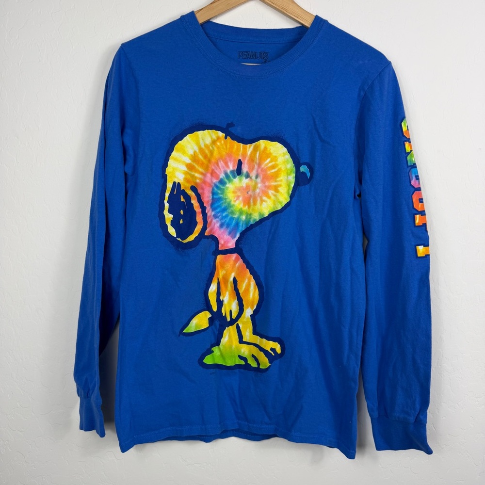 Peanuts Snoopy Tie-dye Long Sleeve Shirt blue Size‎ Small